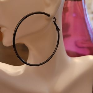 Thin platinum hoop earrings